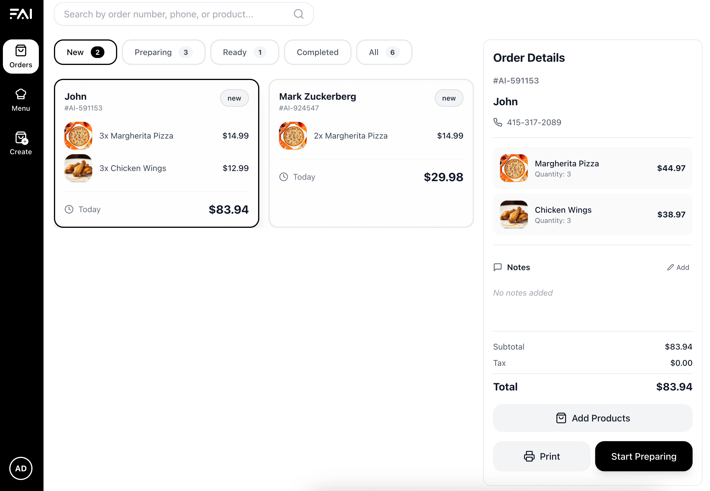 Fonitix AI order management and tracking