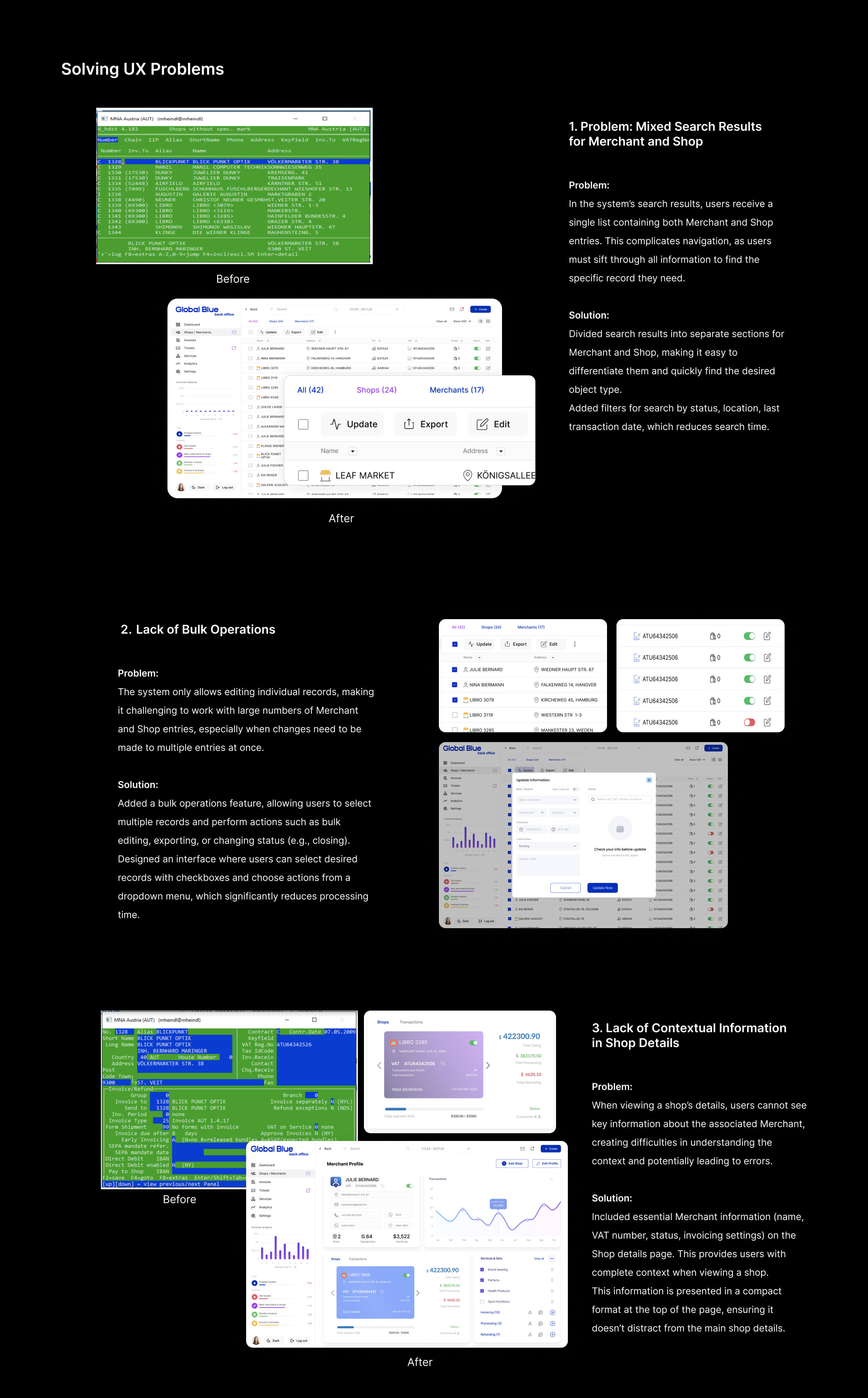 Global Blue Back Office Dashboard - Shop Management